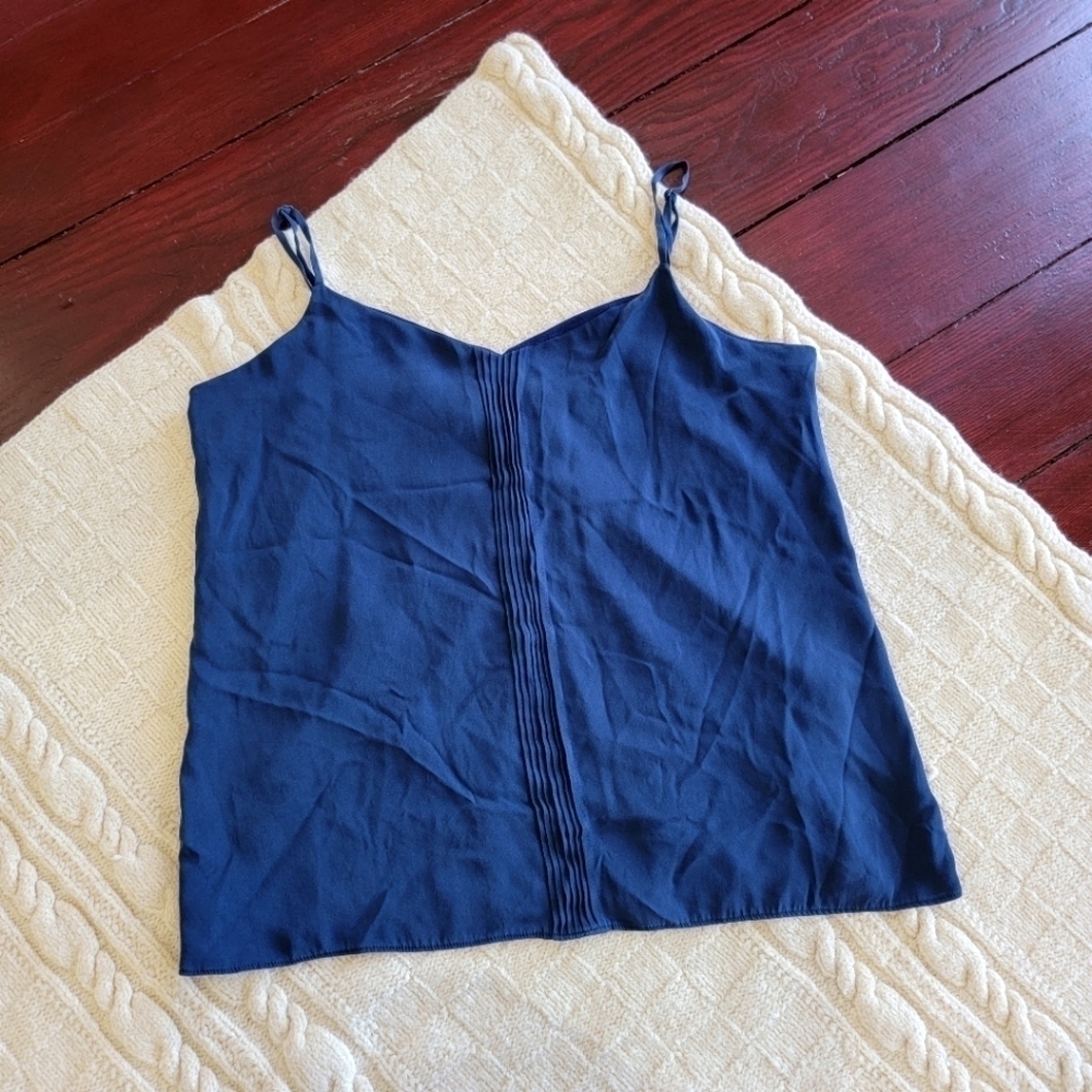 Theory Lorlyn Sheen 2 Silk Blouse size Medium Navy